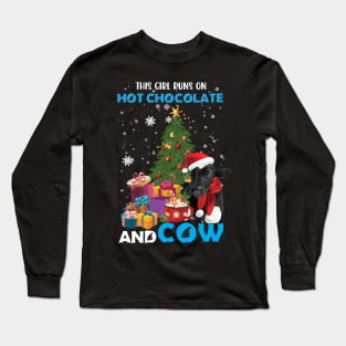 Cow Christmas Light Tree Cow Xmas Snow Lover Long Sleeve T-Shirt